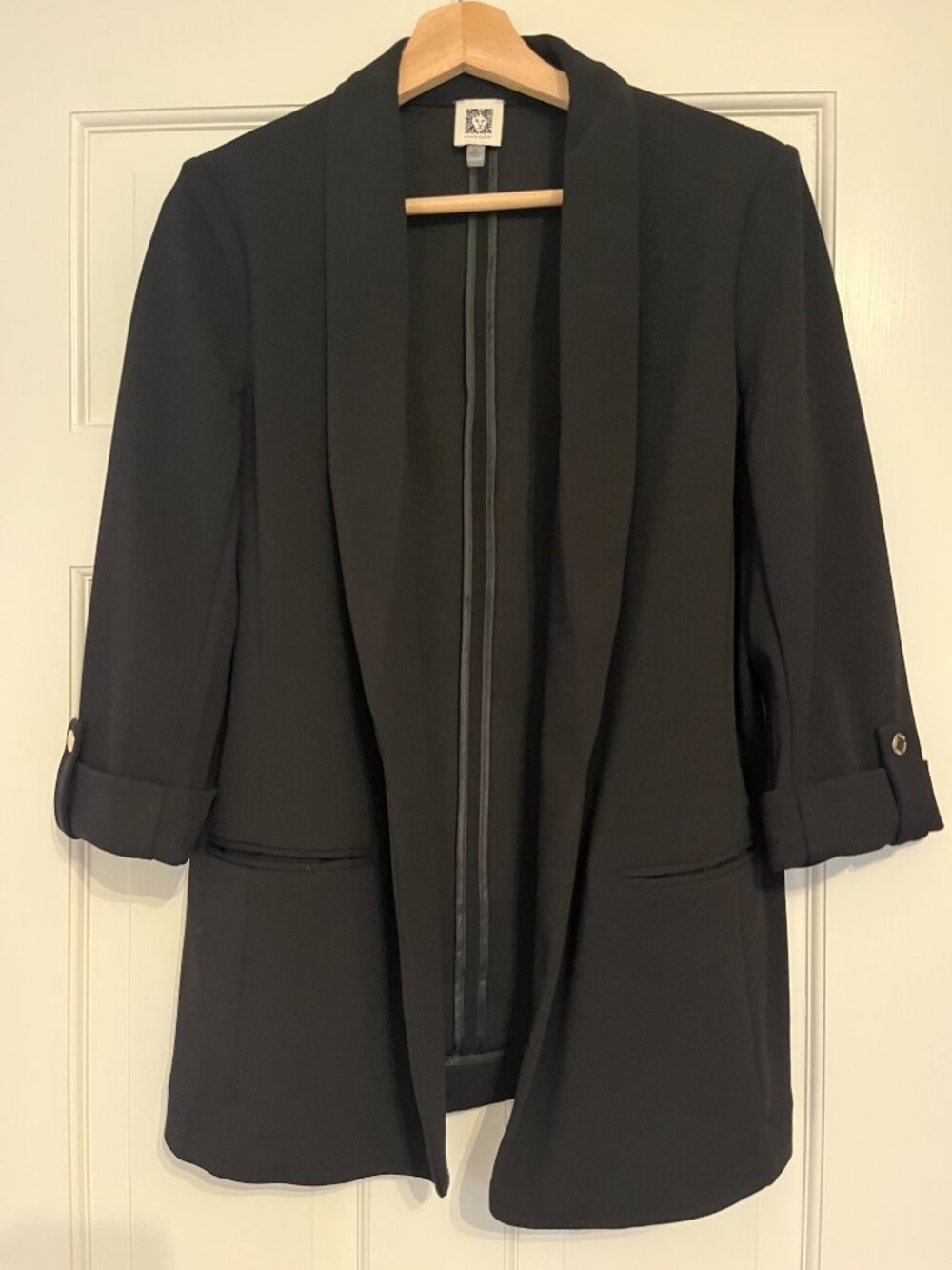 Anne Klein Black Open Front Stretchy Blazer Size Medium